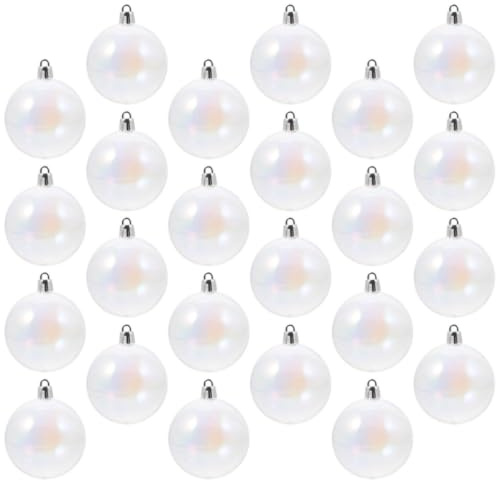 BESPORTBLE 24 Piezas Bolas Navideñas Colgantes Decorativas de Plástico Transparente Efecto Perlado y Ligero para Adornar Jardines y Barandillas en Navidad