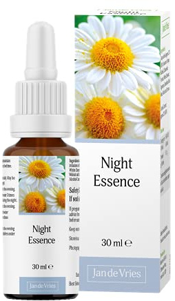 Jan De Vries Night Essence | Promote Better Sleep | Flower Essence | Quieten an Over-stimulated Mind | Contains Chamomile, Aspen & Bluebell | 30ml