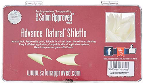 Pro Impressions 500-Piece Advance Natural Stiletto Nail Tips Set
