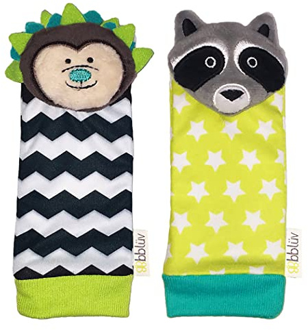 Bblüv Düo – Socks Rattle Hedgehog and Raccoon 1 Unit 69 g