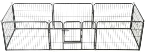 Parc pour chiens 8 panneaux Acier 60 x 80 cm Noir