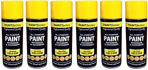 400ml Yellow Gloss High Grade Household Aerosol Spray Paint for Metal Wood Plastic Ceramics Tiles & More (6)