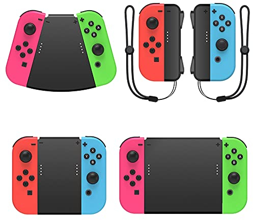 MENEEA Game Handle Connector Kompatibel mit Nintendo Switch für Joy Con & Switch OLED Modell kompatibel mit Joy Con, 5-in-1-Gamepad-Griff mit Handschlaufe Kompatibel mit Nintendo Switch/Switch OLED
