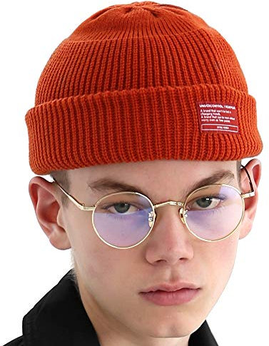 UNDERCONTROL Winter Trawler Fisherman Beanie Herren Damen Unisex Stylische einfarbige Docker-Totenkopfmütze zum Aufrollen, Uhrenkappe, Farbpaket (Orange)