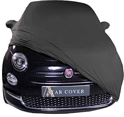 Star Cover Indoor Autoabdeckung kompatibel mit FIAT 500 mit Spiegeltaschen SUPER Soft Stretch