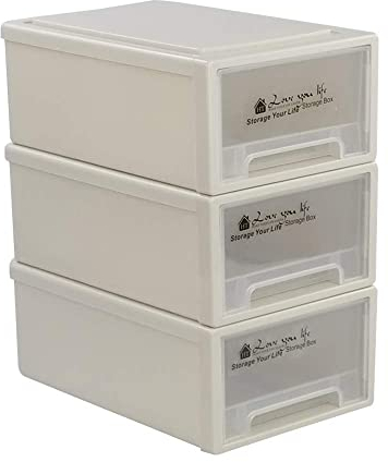 Neadas Aufbewahrungsbox Kisten Schreibtisch Organizer mit Schublade Stapelbar, 3 Stück
