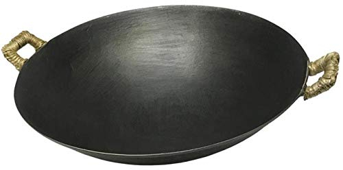 Altmodischer Traditioneller Binauraler Gusseisen-Wok Verdickte Unbeschichtete Gusseisenpfanne,45cm