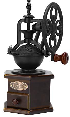 Manuelle Kaffeemühle, IMAVO hölzerne Kaffeemühle manuelle Kaffeemühle Roller, Antike Kaffeemühle mit Gusseisen-Handkurbel für die Herstellung von Netzkaffee, Dekoration, bestes Geschenk