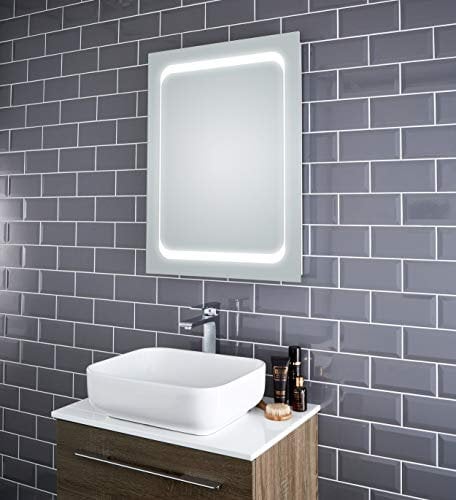 Pebble Grey™ Leila Illuminated LED Bathroom Mirror with Shaver Socket and Heated Demister Mirror Pad | 600 x 800mm | Motion Sensor Switch | IP44 Rated