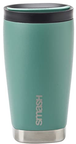 Smash Wiederverwendbarer Kaffeebecher aus Edelstahl, mit Drehverschluss, vakuumisoliert, 380 ml, Salbeigrün