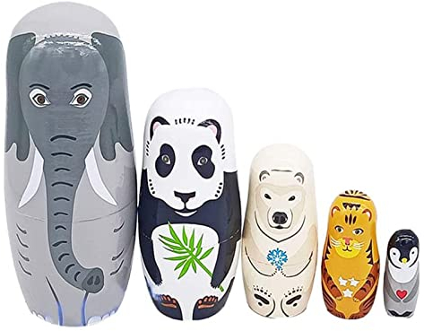 5 Schichten Russische Matroschka-Puppen, Holz Tier Nesting Dolls, Schön Matroschka-Puppen, Holz Klassisch Russische Matroschka, Für Partys, Festivals, Wohnzimmer, Schlafzimmerdekorationen