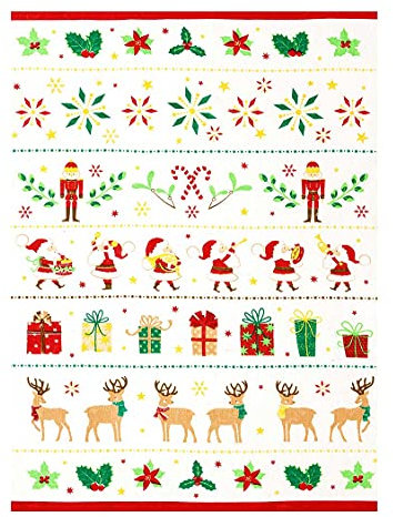 Kracht Reduziert Geschirrtücher Mistelzweig, Halbleinen, 2er Pack, 50x70 cm, Rot