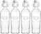 WUWEOT 4 Pack Flip Top Glass Bottle, 40 Oz. / 1.2 Liter Clear Glass Pitcher Airtight Seal Swing Top Brewing Bottle for Beverages, Oils, Kombucha, Beer, Kiefer, Water, Soda