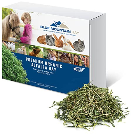 Blue Mountain Hay High-Altitude Organic Alfalfa Hay (5 lb), High Protein Fiber & Mineral Rich, Soft Leafy Texture with High Leaf Retention, Premium Quality Feed for Small Pets and Farm Use