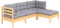 vidaXL Kiefernholz Gartenmöbel 4-TLG. mit Grauen Kissen Mittelsofa Ecksofa Fußhocker Sitzgruppe Sofa Lounge Garten Garnitur Gartenset Gartensofa