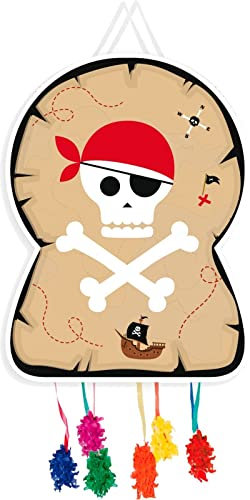 Pinata * PIRATEN * als Spiel und Deko für Kindergeburtstag und Mottoparty | Jolly Roger Zugpinata für 7 Kinder | Kinderpiraten Pinatas Kinder Geburtstag Party, Edition: Piratenpinata - 46x64cm