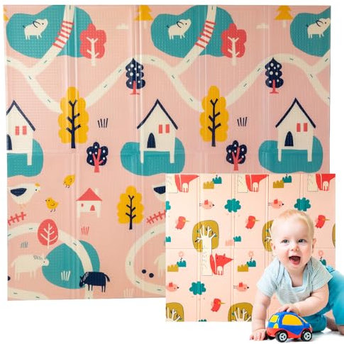 Edibaby, Spielmatte Baby, 1.5cm XPE, Krabbelmatte, 200 x 180cm, Faltbar, Kinder Teppiche, Spielteppich, Schadstofffrei, Play Mat (Farm Edition)
