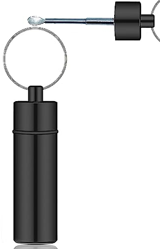 Mini distributeur de bocaux de voyage avec porte-clés hermétique Bouteille en verre avec pelle télescopique de poche pour le rangement - Noir