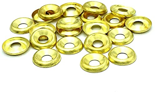 20 x Screw cup washers 14g brass plated 6.3mm pressed countersunk screw washer