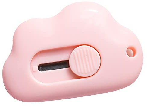 Mini-Papierschneider, niedlich, Wolkenform, tragbar, Papierklinge, Bürobedarf, rosa und blau, Wolken, Messer, Mehrzweck, einziehbares Schneiden, Bastelpapier, tragbares Büromaterial (Rosa)
