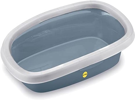 CAT CENTRE Jumbo Open Cats Litter Tray Wide Rim Blue 58cm Easy Access Box Extra Deep Quick Cleaning Pets Toilet Anti-spillage Loo Premium Quality Durable Safe Plastic Modern Design Made in Italy