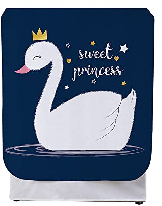 Odot Funda Lavadora Exterior Impermeable, Universal Cubierta para Lavadora y Secadora Carga Frontal, Funda de Protección Solar Antipolvo con Cremallera (Cisne Blanco,S-Capacidad 5-7kg)