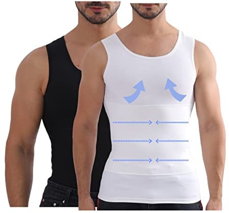 Henicepte Unterhemd für Herren, Bauchkontrolle, Brustkompression, versteckt, Gynäkomastie, Unterhemd, Shapewear