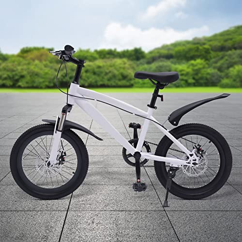 TIXBYGO Kinderfahrrad 18 Zoll Jungen Mädchen BMX Stil Kinder Fahrrad Mountainbike mit Federgabel und V-Brakes, Kinderfahrrad Ab 8 Jahre, Einstellbare Sitzhöhe 59-70cm, weiß