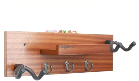 KingPoint Gitarrenhalter Halterung Rack Gitarre Wandhalterung Aufhänger hölzerne Gitarre Wandhaken mit Pick-Halter und 3 Haken für E-Gitarre,Akustik-Gitarre,Bass-Gitarre,Gitarrenzubehör