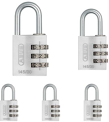 ABUS Zahlenschloss 145/30 Silber - Kofferschloss, Spindschloss u. v. m. - Aluminium-Vorhängeschloss - individuell einstellbarer Zahlencode - ABUS-Sicherheitslevel 3 (Packung mit 5)