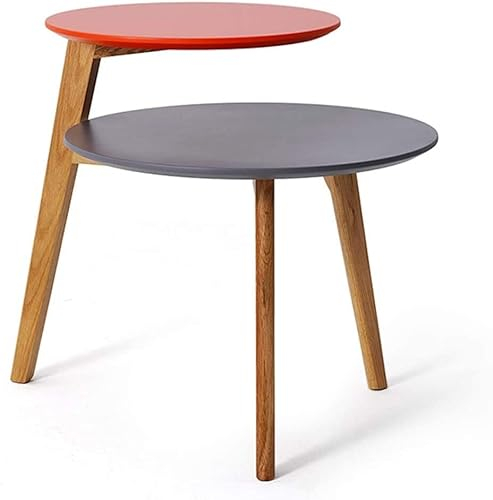 Tables d'appoint Table Basse, Bois SIF Simple Petit Appartement Mini Table Ronde Salon créatif Table d'angle Chambre Table de Chevet 3 Couleurs 24 × 20 × 22 Pouces (Couleur : Orange+Gris)