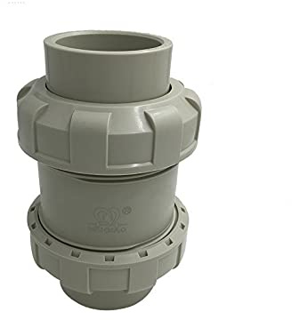 (40mm) One-Way PPH Non-Return Valve, Solvent Weld, Perfect for Chemical Use and Water Treatment, Grey, Double Live Connection