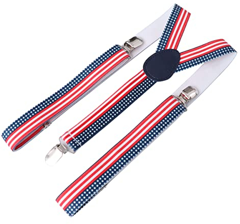 CHILDWEET Elastische Hosenträger Zum Anklipsen Aufdruck Der Us-Flagge Verstellbar Und Bequem Für Den Täglichen Gebrauch