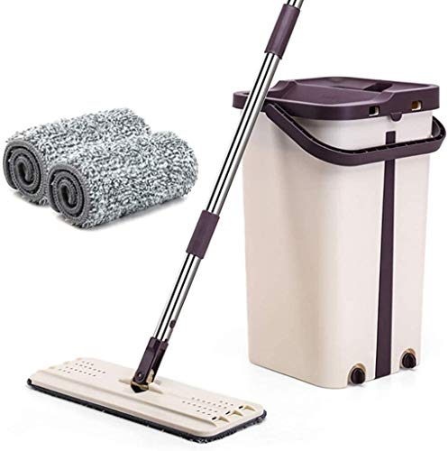 Flat Squeeze Mop Bucket Hands-free Drying Stainless Steel Mop Non-hand Wash Mop Dusting Pusher Automatic Rotary Mop Self-wetting