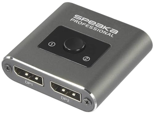 SpeaKa Professional SP-BDS-250 2 Port DisplayPort-Switch UHD 8K @ 60 Hz, UHD 4K @ 120 Hz