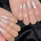 Faux Ongles Court MouyouGlow,Amande Babyboomer Dégradé Blanc 3D Cœur Perle Noeud Ours Charms Coquette Press on Nails avec Colle à Ongles,Korean Fake Nails
