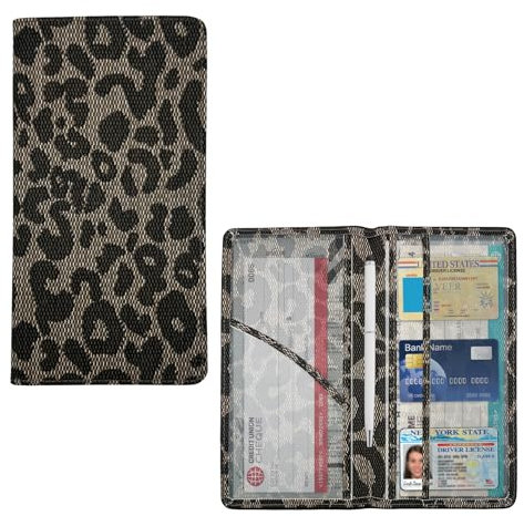 Suvnie Porte-documents en cuir de qualité supérieure pour carte grise et assurance automobile, accessoires essentiels pour cartes, permis de conduire (léopard)