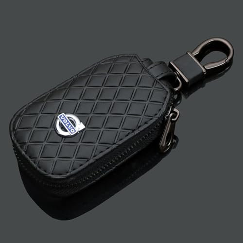 OscitY Auto Leder Schlüsselgehäuse, Für Volvo C40 XC40 XC60 XC90 S60 S90 Schlüsseltasche Hülle Cover wasserdicht staubdicht Anti-Scratch Schutzhülle Zubehör,A/Black