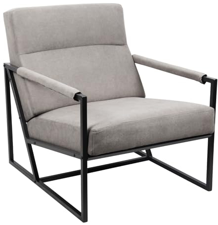 SVITA Chris Loungestuhl Cocktailsessel Polsterstuhl mit Armlehne Grau