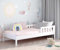 Finn Kinderbett 90x200 cm-Jugendbett weiß, 30 kg schwer, bis 150 kg belastbar, extra starker Roll-Lattenrost, halboffen