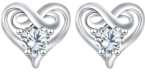Yinsen Unendlichkeit Ohrringe Damen 925 Sterling Silber Ohrstecker mit Herz Zirkonia Ohrschmuck Für Frauen Mädchen mit Schmuck Geschenkverpackung