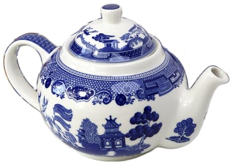 Blue Willow Tea Pot 1L Ceramic Kitchen Serving Traditional English Tableware