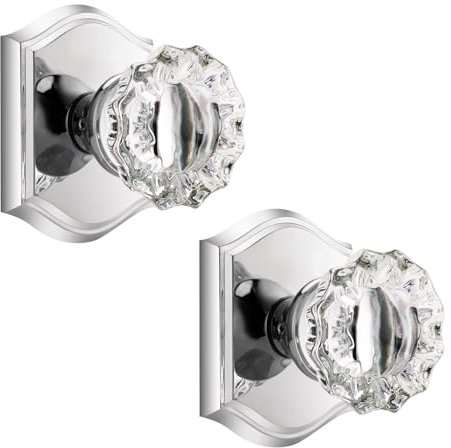Dllween Crystal Dummy Door Knob Interior, Polished Chrome Glass Dummy Door Knob Door Handles for Closet Bifold Doors, 2 Pack