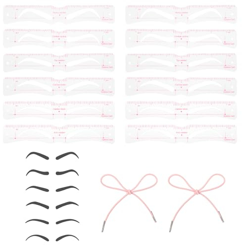 Prasacco 12 stencil per sopracciglia, riutilizzabili, per sopracciglia, in plastica trasparente, con 2 elastici, strumento per il trucco delle sopracciglia, per principianti