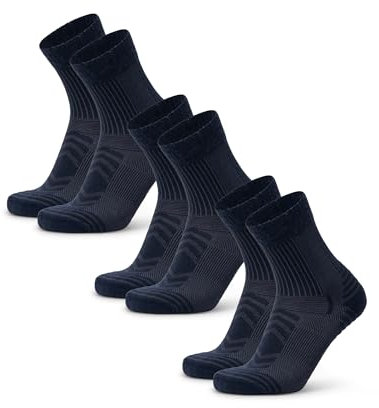 DANISH ENDURANCE Merino Wool Lightweight Anti Blister Hiking Socks, Breathable Trekking Socks, Unisex Adults, 3 Pack, Navy 9-12