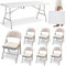 JupiterJX 6x Heavy Duty Foldable Chairs With Folding Table 6ft, Lightweight And Portable Camping Table For Catering, Party Indoor & Outdoor Durable Dining Set (6 Pack Chairs With Folding Table)