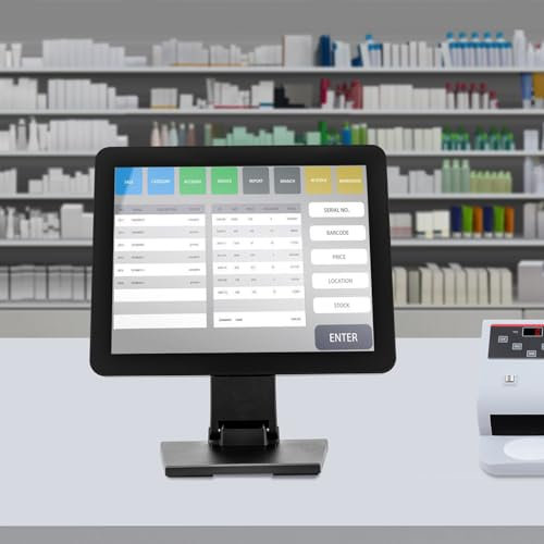 DAOHHFO Registrierkasse Kassensystem, 15 Zoll LCD Touchscreen Monitor Kassenmonitor für Gastronomie Einzelhandel Kassensystem Registrierkasse für Gastronomie, Handel Sowie 240V