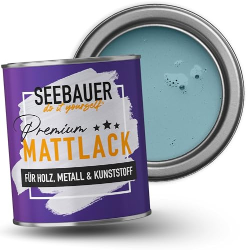 SEEBAUER diy Mattlack Türkis 750ml für Innen & Außen (No. 781 Tourqoise Dream) Möbelfarbe ohne Schleifen - Hybrid-Lack für Holz, Metall, Kunststoff - Holzlack, Möbellack hohe Deckkraft