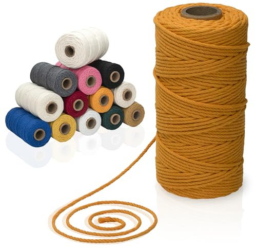 Makramee-Garn aus 100% Baumwolle, 3-4 mm Stärke, in tollen Farben (Orange, 3mm (100m))