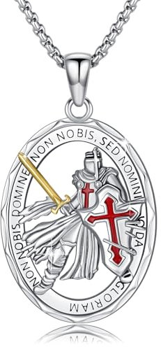 YEESIA Tempelritter-Halskette, 925er-Sterlingsilber, Tempelritter-Anhänger, Halskette, Glaube, Kreuz, Schild, Anhänger, Halskette, Retro-religiöser Schmuck, Geschenke für Damen und Herren